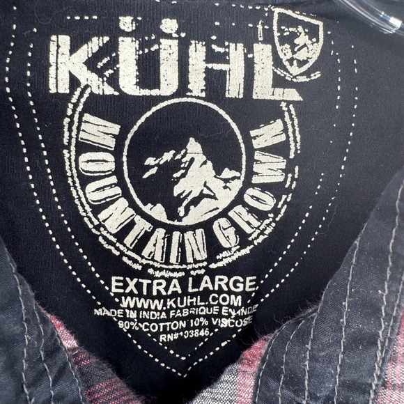 Kuhl Shirt Mens XL Red Plaid Flannel Button Up Long Sleeve Outdoor Hiking Casual - Picture 3 of 8